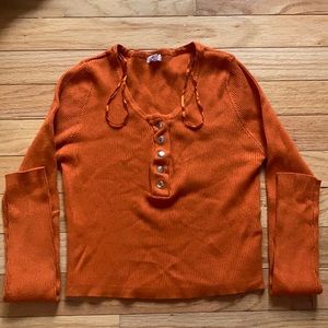 Garage Orange Long Sleeved Fitted Top